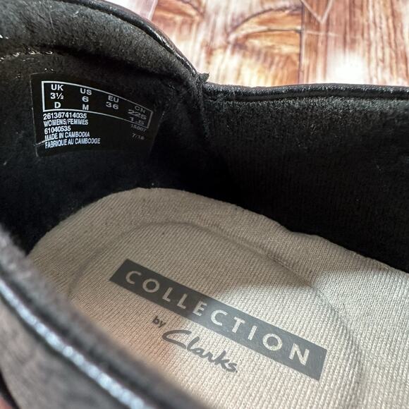 Clarks CHEYN CLAY Womens Size 6 Black Leather Zip Up Loafers Flats Shoes - Picture 10 of 10